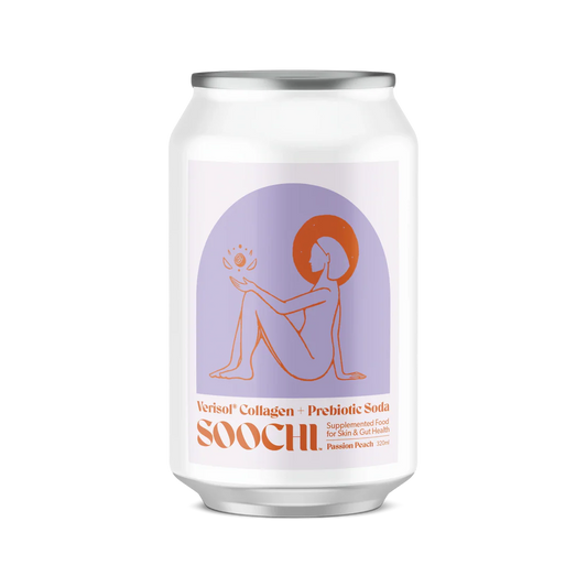 Soochi Drinks - Collagen + Prebiotic Soda- Passion Peach -4pk